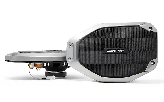 Front. Alpine - Soundbar Upgrade Kit for Jeep® - Black and Silver.