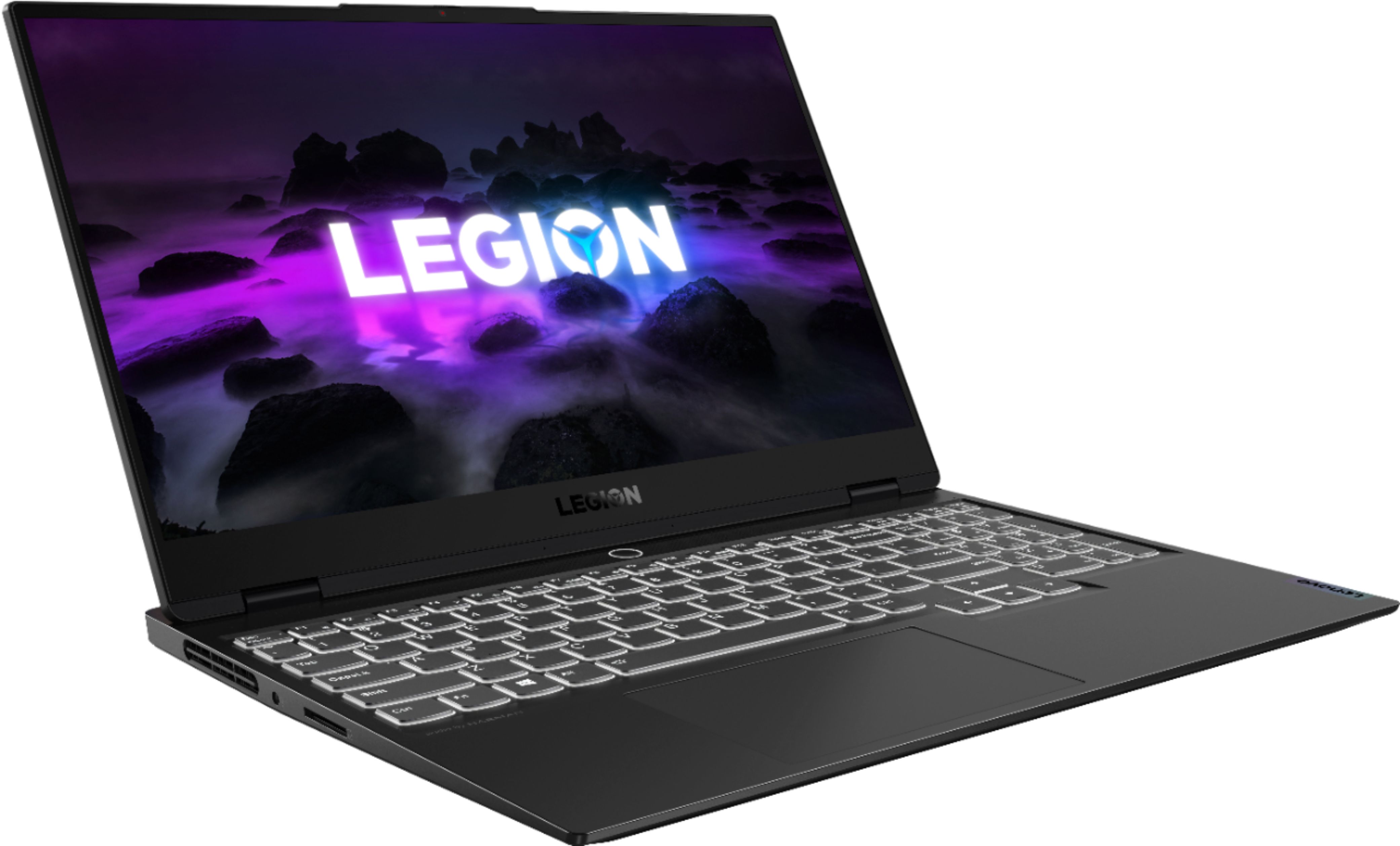 Angle View: Lenovo - Legion Slim 7 15" 4K Ultra HD Gaming Laptop - AMD Ryzen 9 5900HX - 16GB Memory - NVIDIA GeForce RTX 3050 Ti - 1TB SSD - Shadow Black