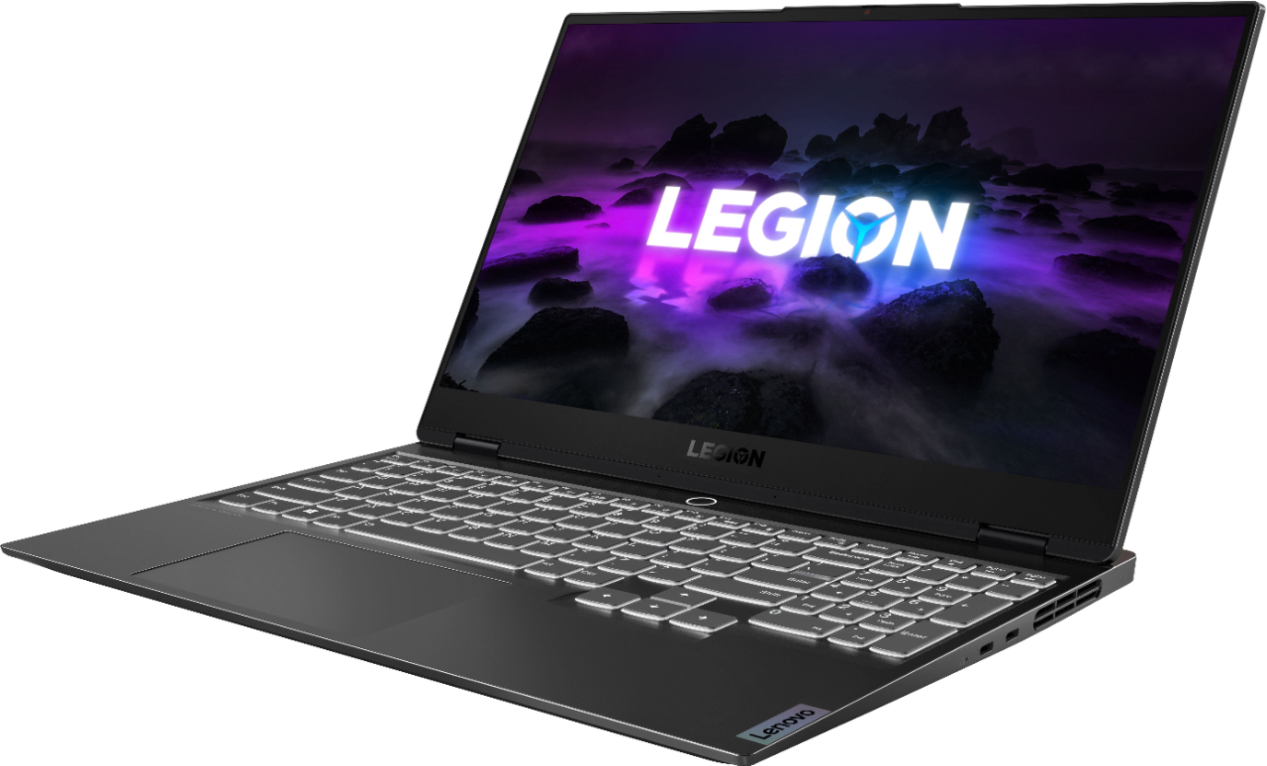 Left View: Lenovo - Legion Slim 7 15" 4K Ultra HD Gaming Laptop - AMD Ryzen 9 5900HX - 16GB Memory - NVIDIA GeForce RTX 3050 Ti - 1TB SSD - Shadow Black