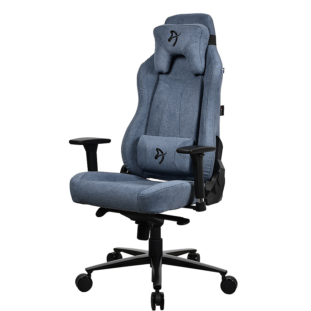 Left View: Arozzi - Vernazza Premium Soft Fabric Ergonomic Office/Gaming Chair - Blue