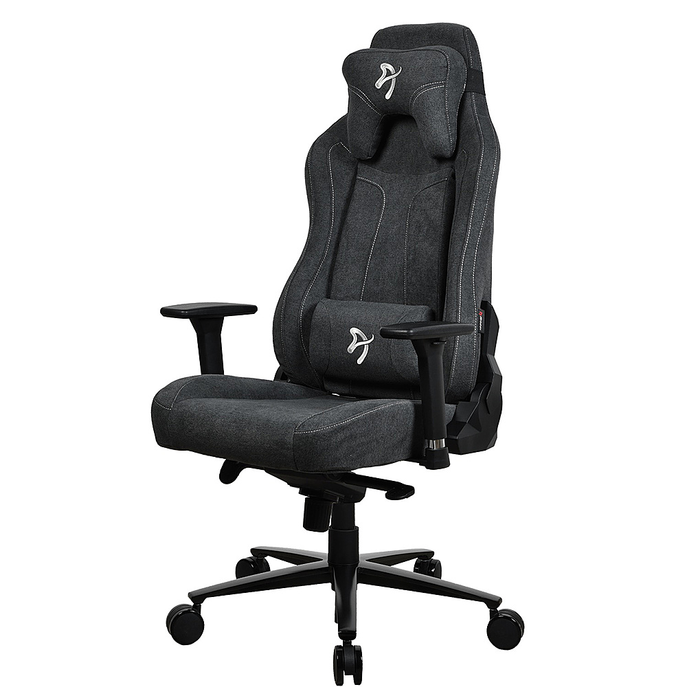 Left View: Arozzi - Vernazza Premium Soft Fabric Ergonomic Office/Gaming Chair - Dark Grey
