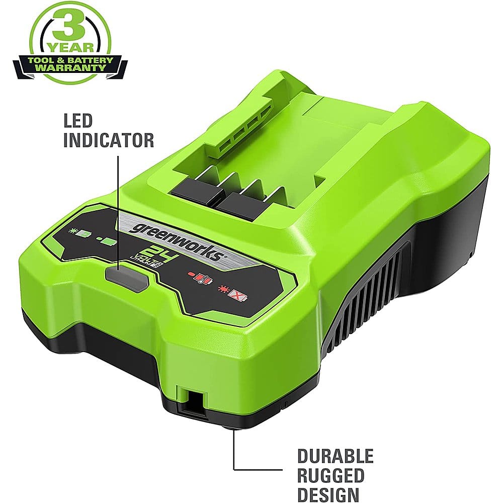 Greenworks - 24 Volt Battery Charger - Black/Green - Front_Zoom