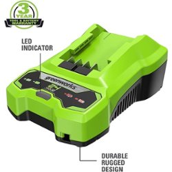 Greenworks - 24 Volt Battery Charger - Black/Green - Front_Zoom