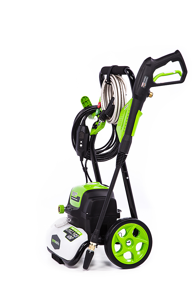 Left View: Greenworks - 1800 PSI 1.1 GPM Electric Power Washer - Black/Green