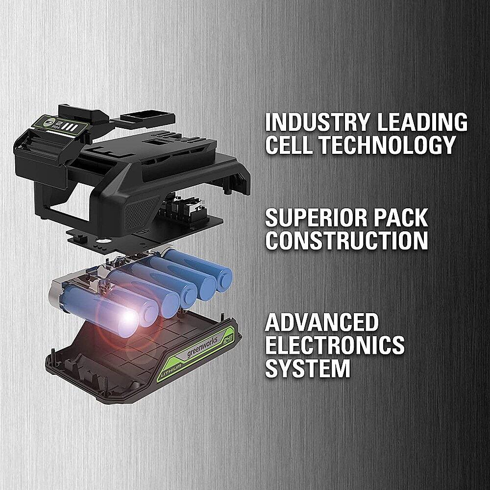 Alt View 13. Greenworks - 24 Volt 2.0Ah Battery with Built In USB Charing Port (Charger not included) - Black/Green.