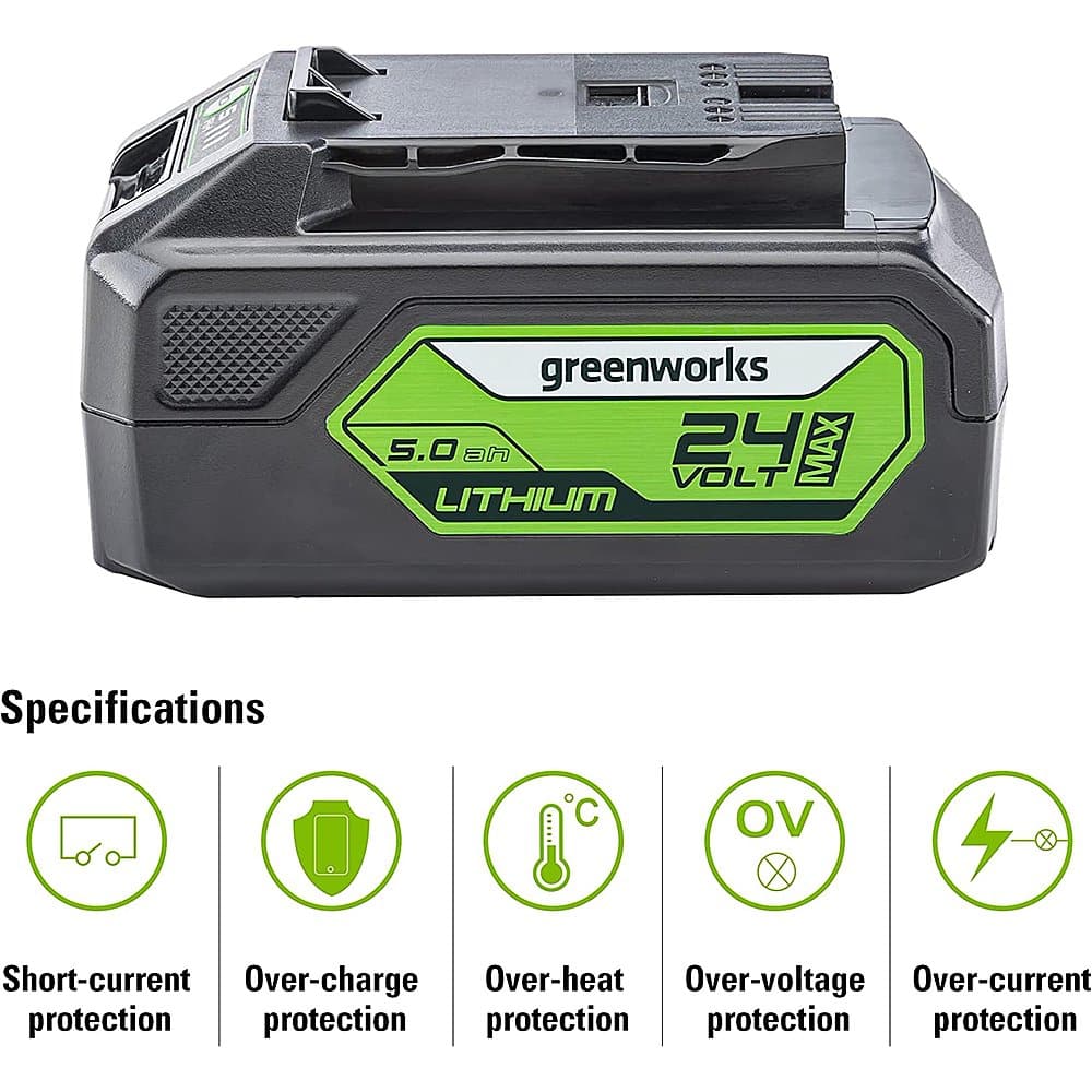 Alt View 14. Greenworks - 24 Volt 2.0Ah Battery with Built In USB Charing Port (Charger not included) - Black/Green.
