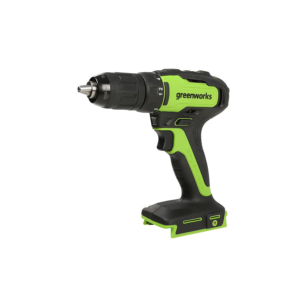 Angle View: Greenworks - 24-Volt Cordless Brushless 1/2 in. Drill/Driver (2 x 1.5Ah USB Batteries, Charger and Bag) - Black/Green