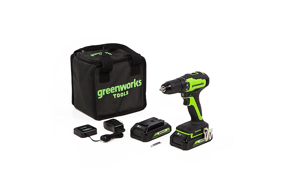 Greenworks 24-Volt Cordless Brushless 1/2 in. Drill/Driver (2 x 1.5Ah USB  Batteries, Charger and Bag) Black/Green 3703702AZ Best Buy