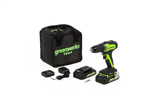 Greenworks 24 Volt Cordless Brushless 1 2 in. Drill Driver 2 x 1.5Ah USB Batteries Charger and Bag Black Green 3703702AZ Best Buy