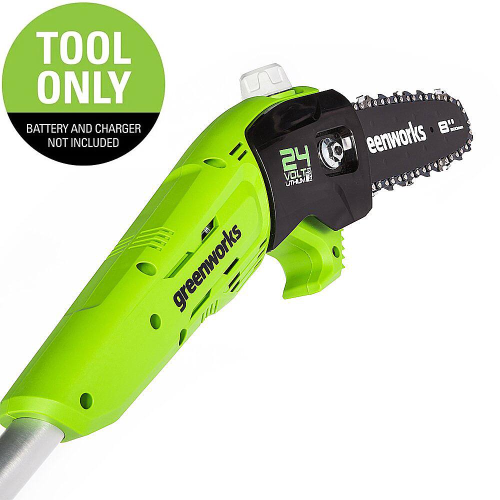 Front. Greenworks - 24-Volt 8-Inch Cordless Pole Saw (Battery Not Included) - Black/Green.