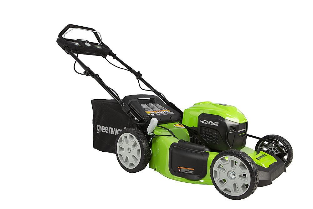Angle View: Greenworks - 21 in. 40-Volt Self Propelled Cordless Walk Behind Lawn Mower (Battery and Charger Not Included) - Black/Green