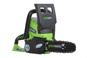 Greenworks - 10 in. 24-Volt Cordless Chainsaw (2.0Ah Battery and Charger Included) - Black/Green - Front_Zoom