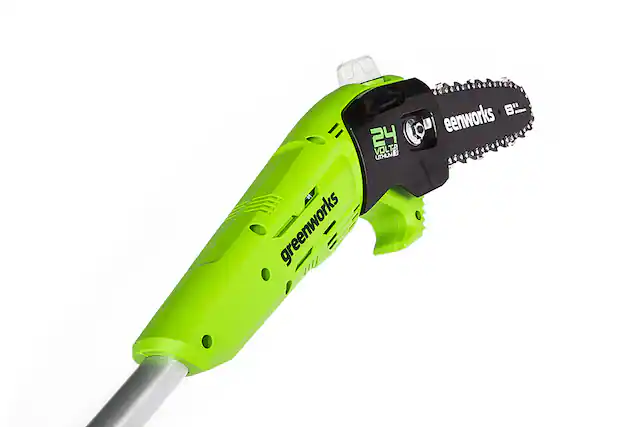Front. Greenworks - 24-Volt 8-Inch Cordless Pole Saw (1 x 2.0Ah Battery and 1 x Charger) - Black/Green.