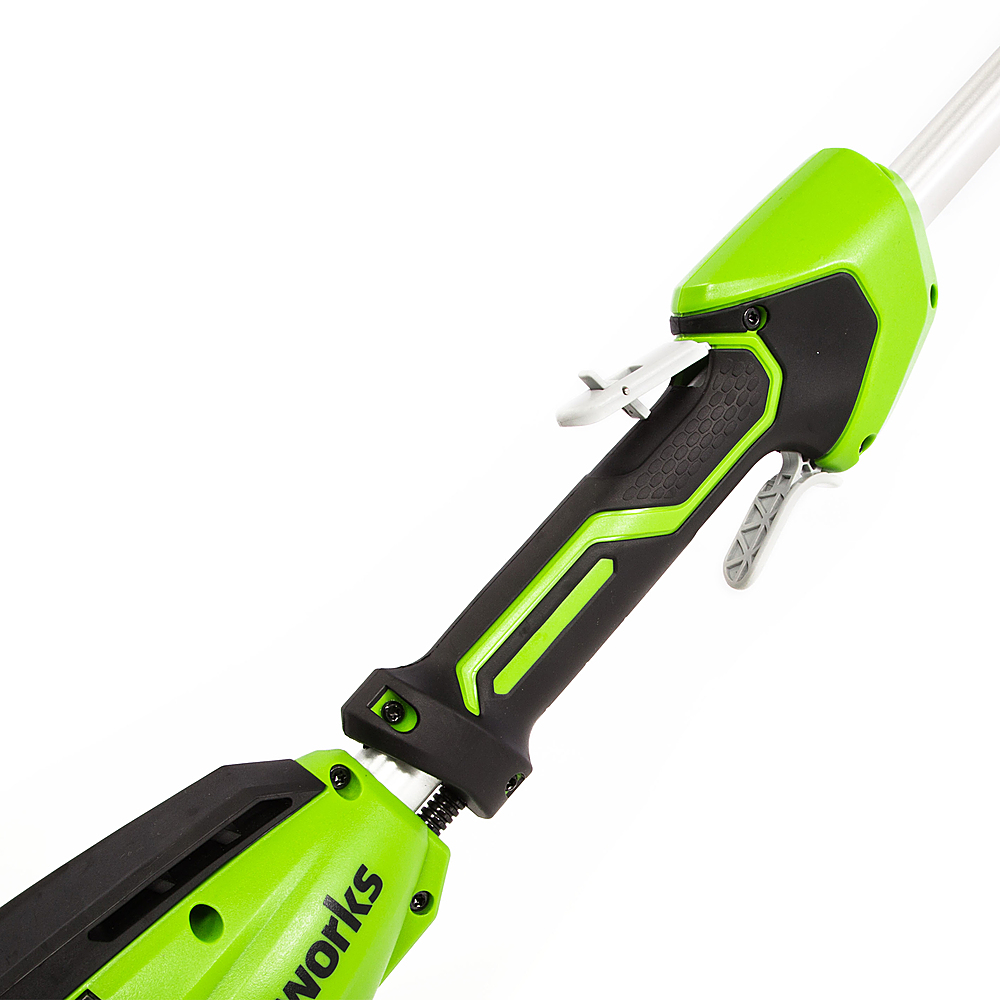 Left View: Greenworks - 8 in. 40-Volt Pole Saw (Battery and Charger Not Included) - Black/Green