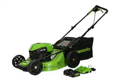 Greenworks - 24V (2x24V) 21-Inch Self-Propelled Lawn Mower (2 x 5.0Ah Batteries and Charger Included) - Green - Front_Zoom