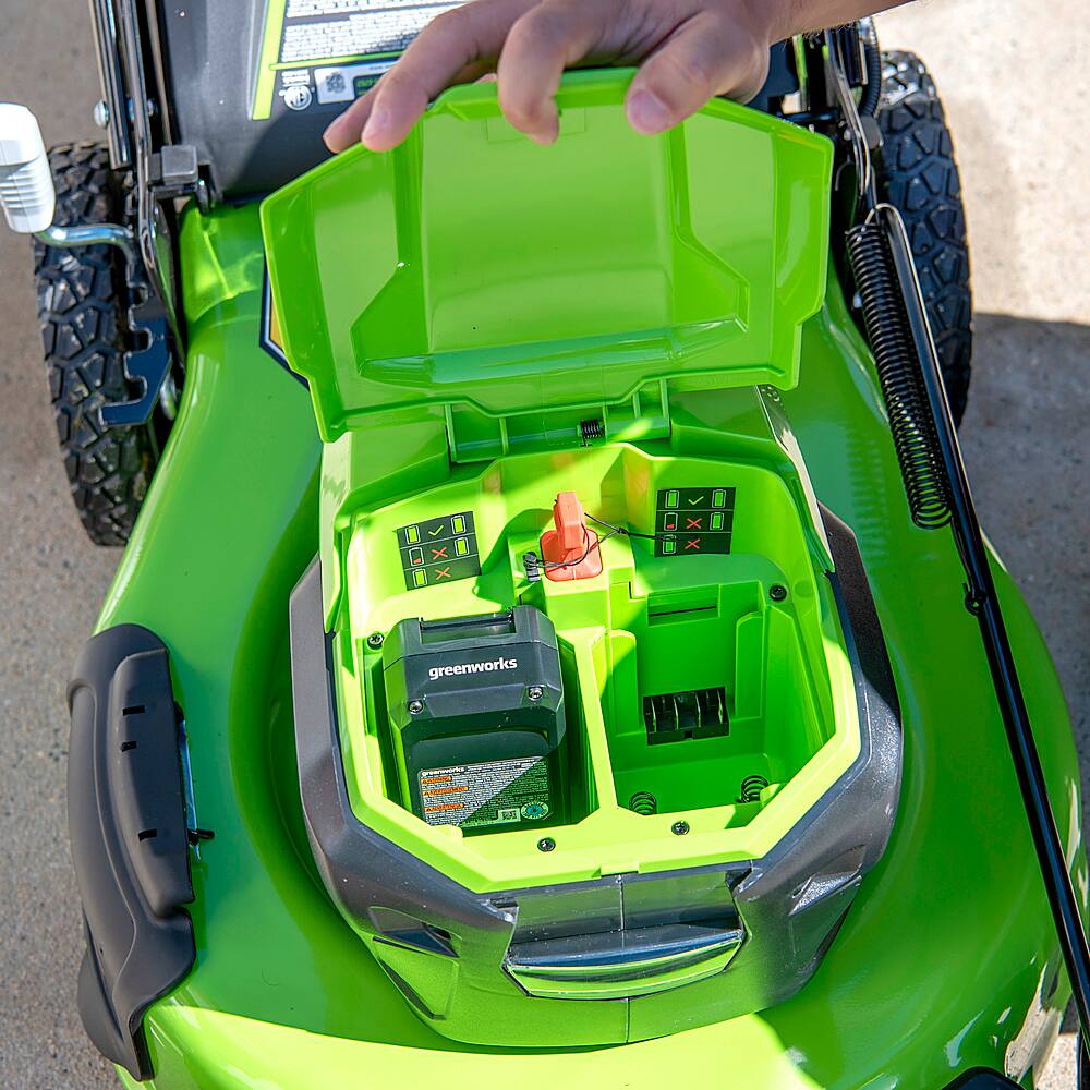 Alt View 13. Greenworks - 24V (2x24V) 21-Inch Self-Propelled Lawn Mower (2 x 5.0Ah Batteries and Charger Included) - Green.