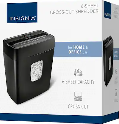 Insignia - 6-Sheet Crosscut Shredder - Black Insignia - 6-Sheet Crosscut Shredder - Black