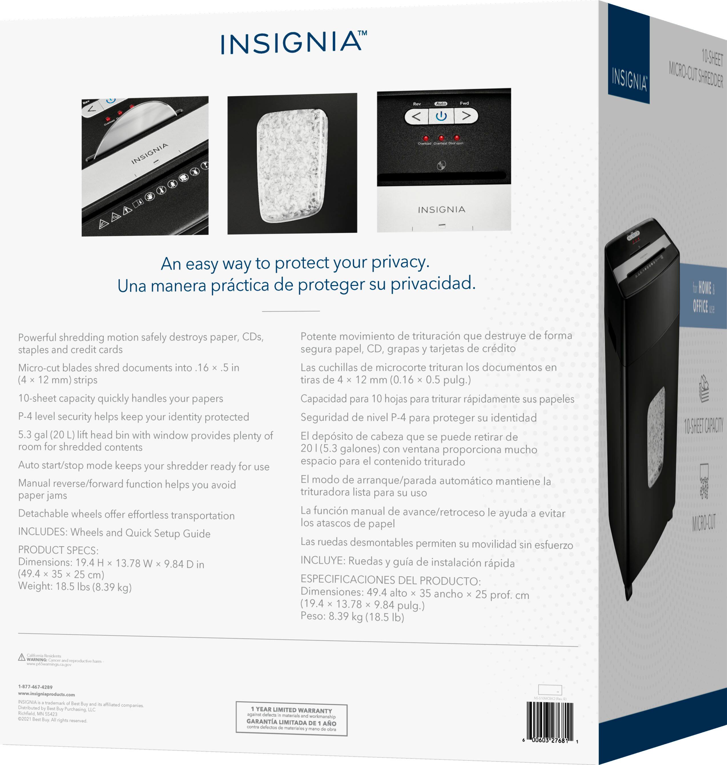 Alt View 16. Insignia™ - 10-Sheet Microcut Shredder - Black.