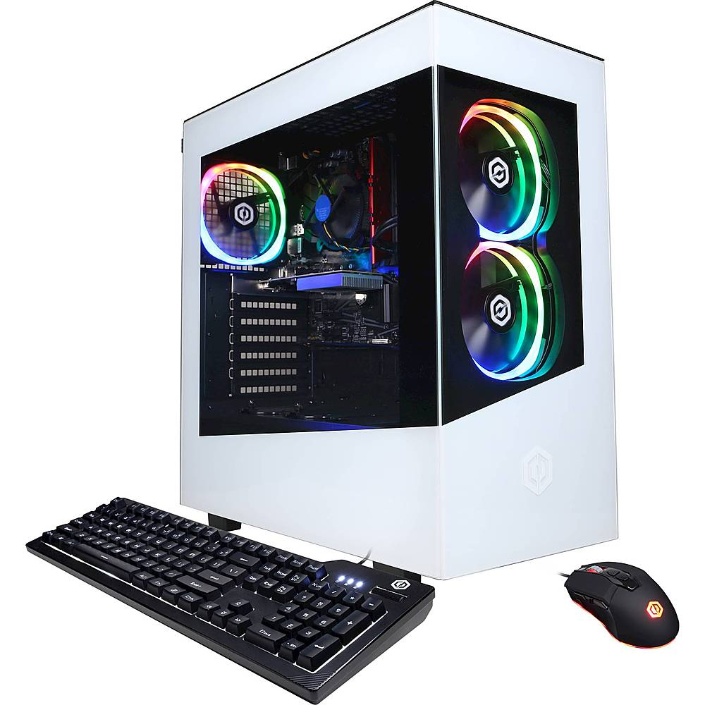 Angle View: CyberPowerPC - Gamer Xtreme Gaming Desktop - Intel Core i3-10105F - 8GB Memory - NVIDIA GeForce GT 1030 - 240GB SSD - White