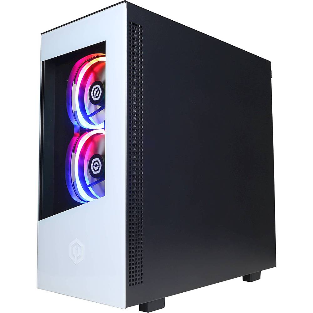 Left View: CyberPowerPC - Gamer Xtreme Gaming Desktop - Intel Core i3-10105F - 8GB Memory - NVIDIA GeForce GT 1030 - 240GB SSD - White