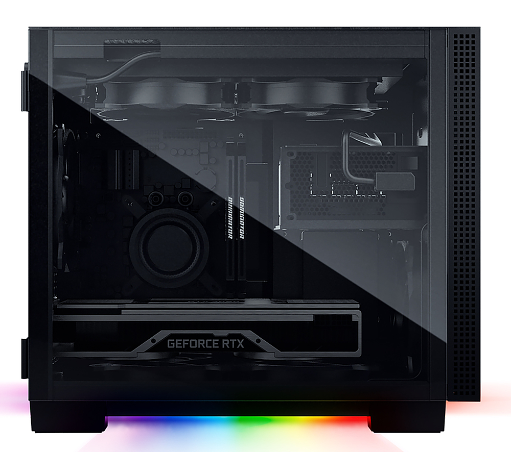 Razer Tomahawk Mini-ITX Gaming Case: Dual-Sided Tempered Glass Swivel  Doors, Ventilated Top Panel, Chroma RGB Underglow Lighting, Built-in Cable