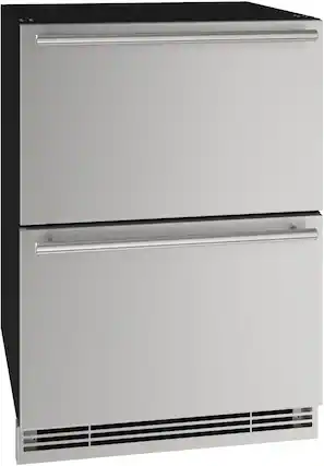Angle. U-Line - 5.2 cu ft 1 Class 24” Refrigerator Drawers - Stainless Steel.