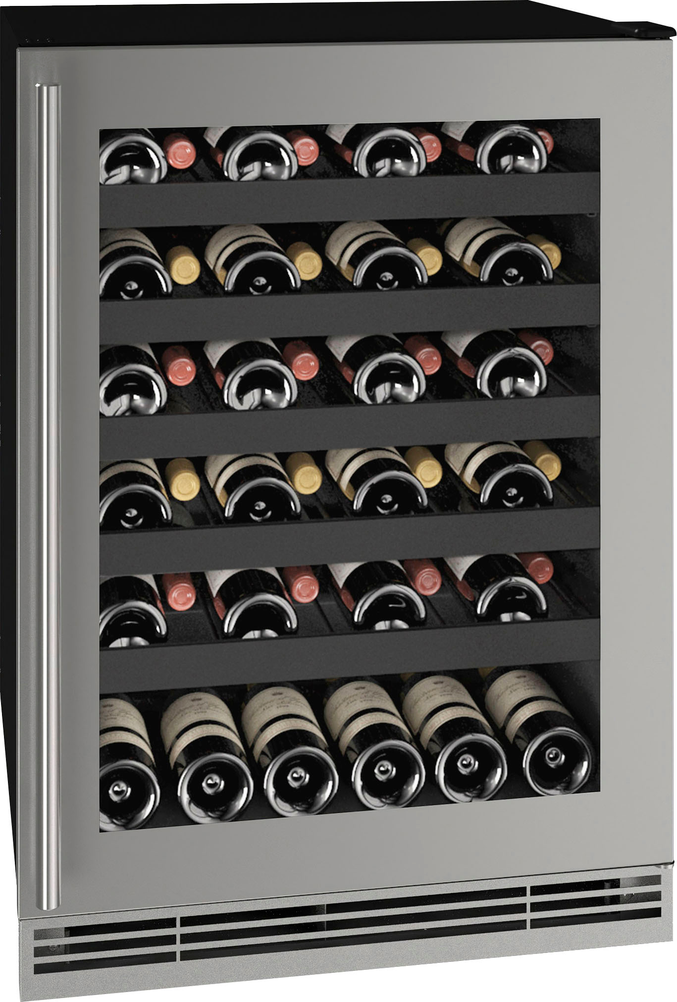 Angle View: U-Line - 5.5 cu ft 48-750ml bottle Wine Refrigerator - Stainless steel