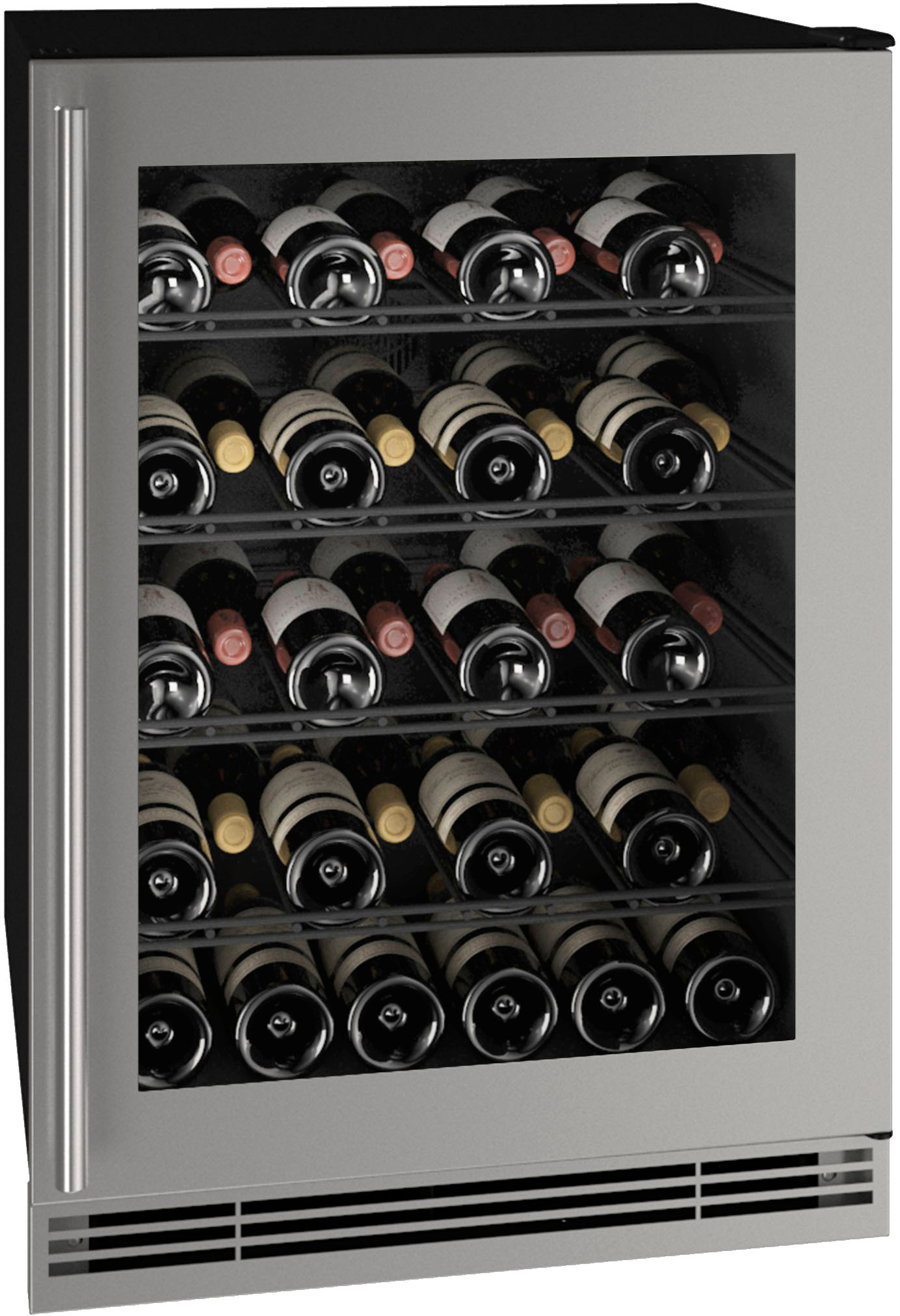 Angle View: U-Line - 5.4 cu ft 38-750ml bottle Wine Refrigerator - Stainless steel
