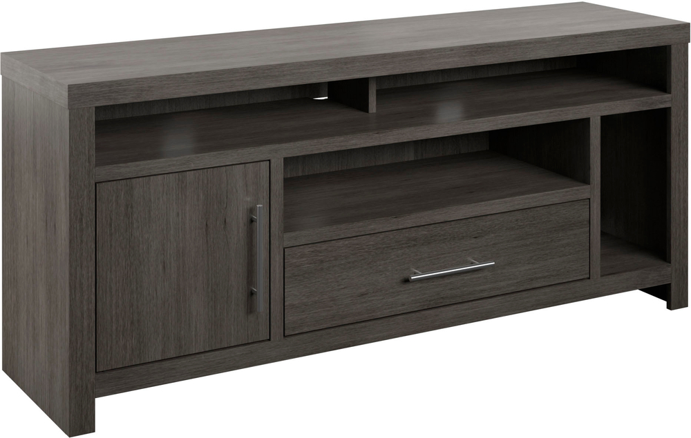 Left View: Walker Edison - Modern 70" Open 6 Cubby Storage TV Stand for TVs up to 80" - Driftwood