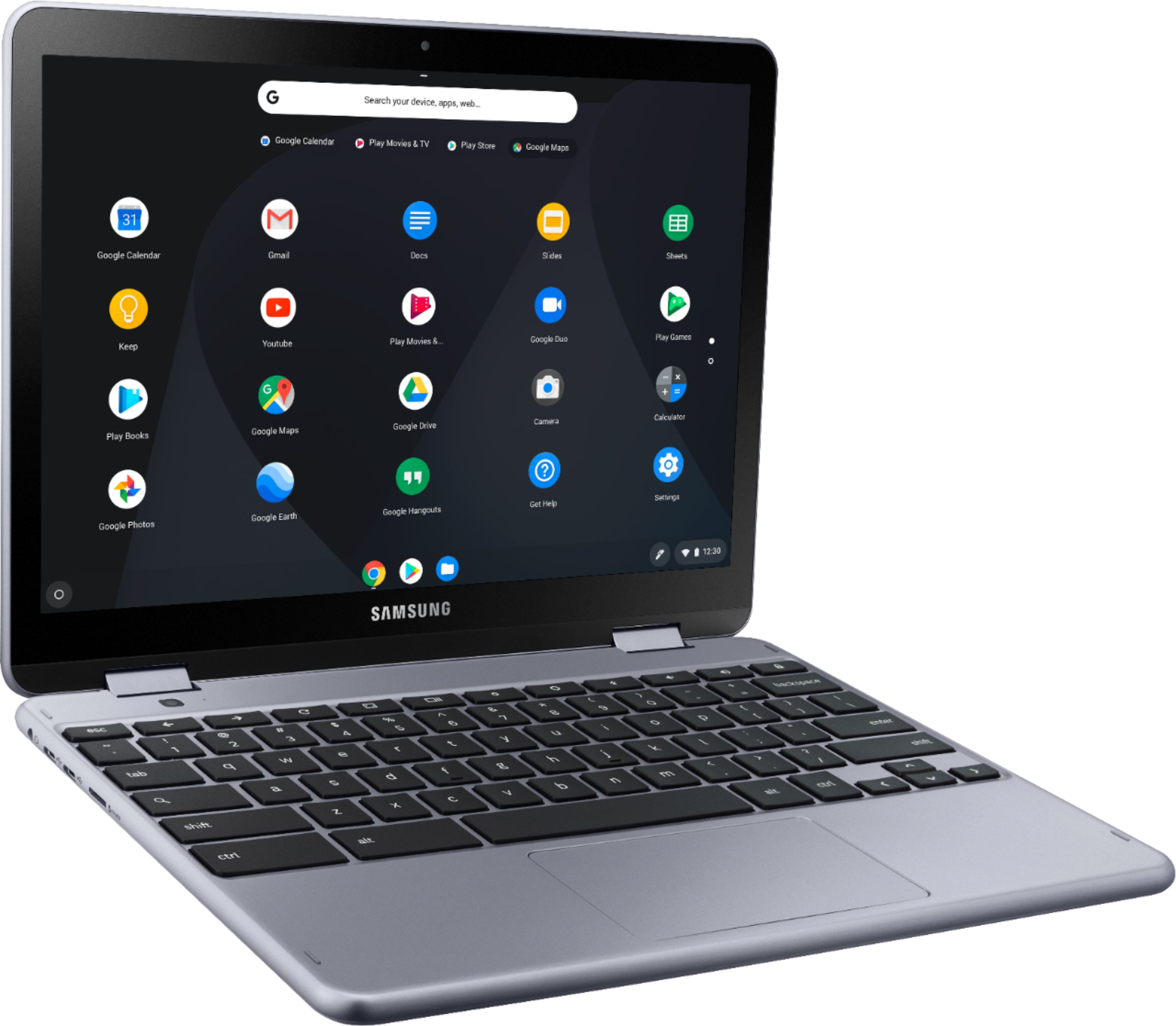 Angle View: Samsung - Geek Squad Certified Refurbished Plus 2-in-1 12.2" Touch-Screen Chromebook - Intel Celeron - 4GB Memory - 32GB eMMC - Stealth Silver