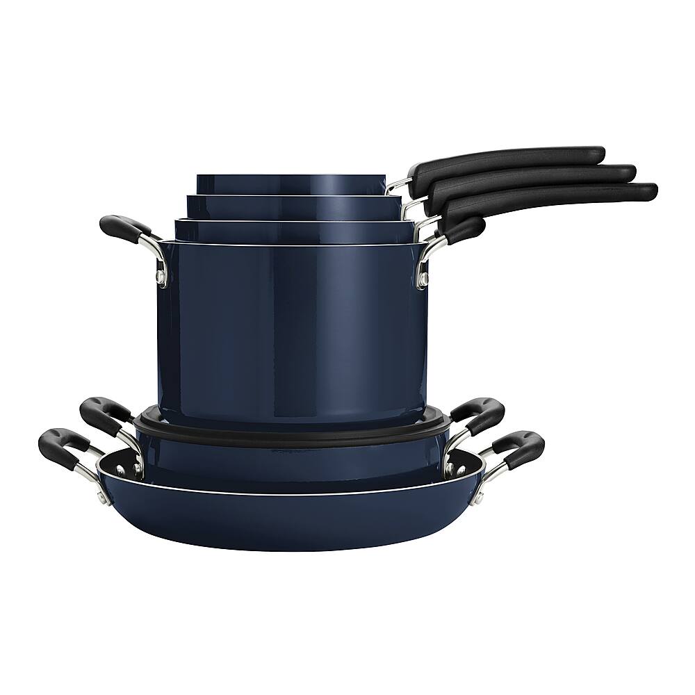 Left View: Tramontina - 11-Piece Cookware Set - Naval