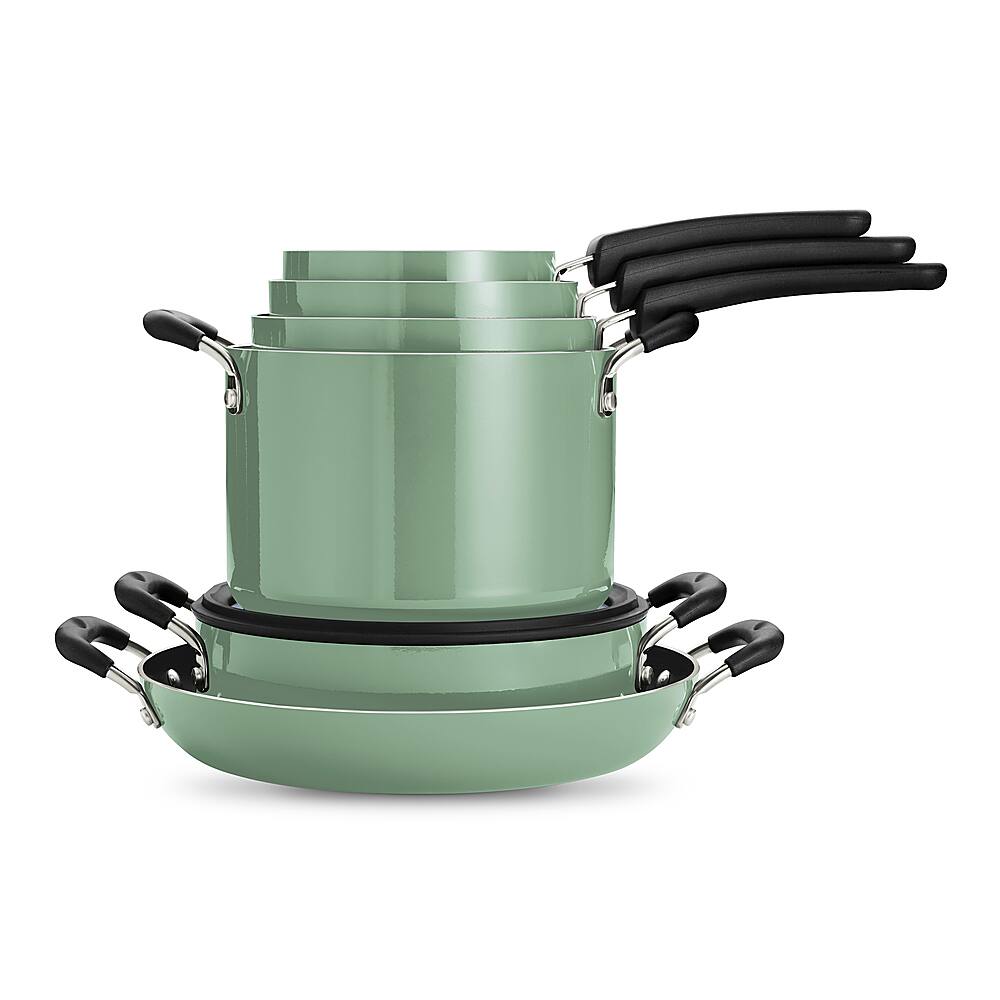 Left View: Tramontina - 11-Piece Cookware Set - Sage
