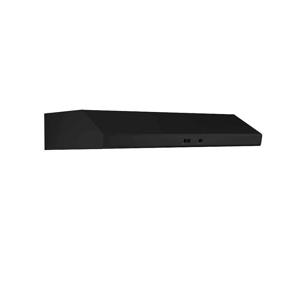 Left View: Zephyr - Cyclone 30 in. 600 CFM Under Cabinet Range Hood in Black - Black