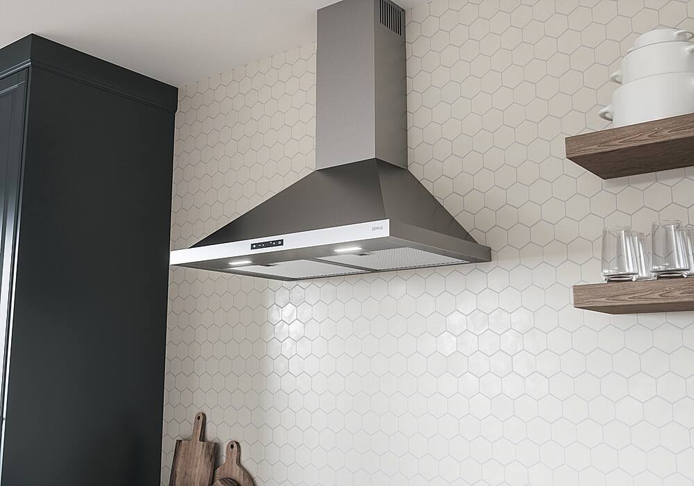 Alt View 12. Zephyr - Ombra 30 in. 600 CFM Wall Mount Range Hood - Stainless Steel.