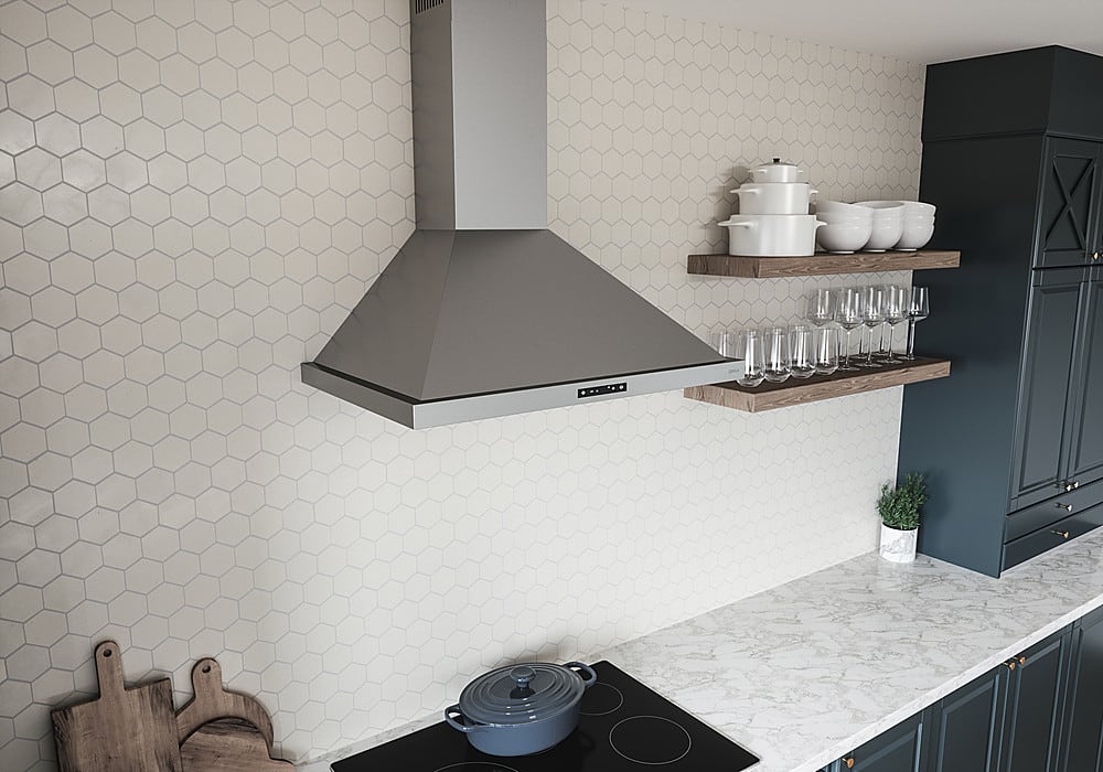 Alt View 14. Zephyr - Ombra 30 in. 600 CFM Wall Mount Range Hood - Stainless Steel.