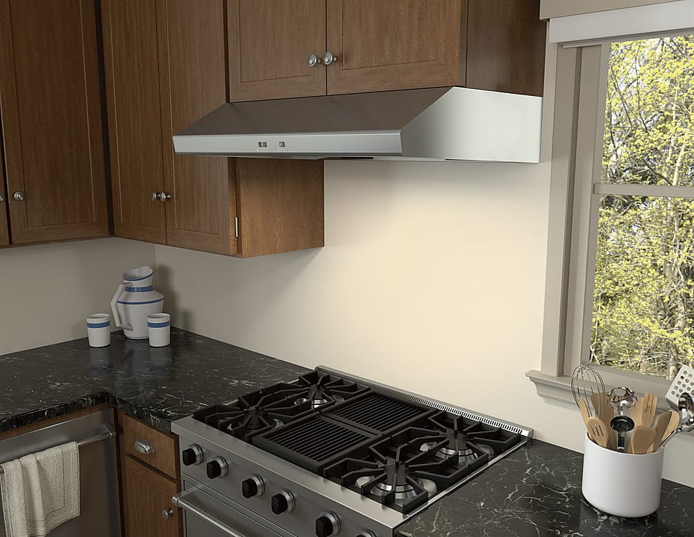 Alt View 14. Zephyr - Cyclone 30 in. 600 CFM Under Cabinet Range Hood - Stainless Steel.