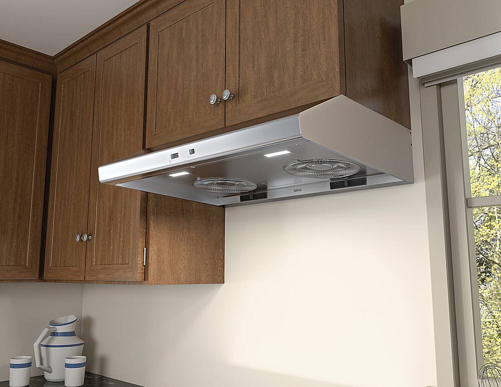 Alt View 12. Zephyr - Cyclone 36 in. 600 CFM Under Cabinet Range Hood - Stainless Steel.