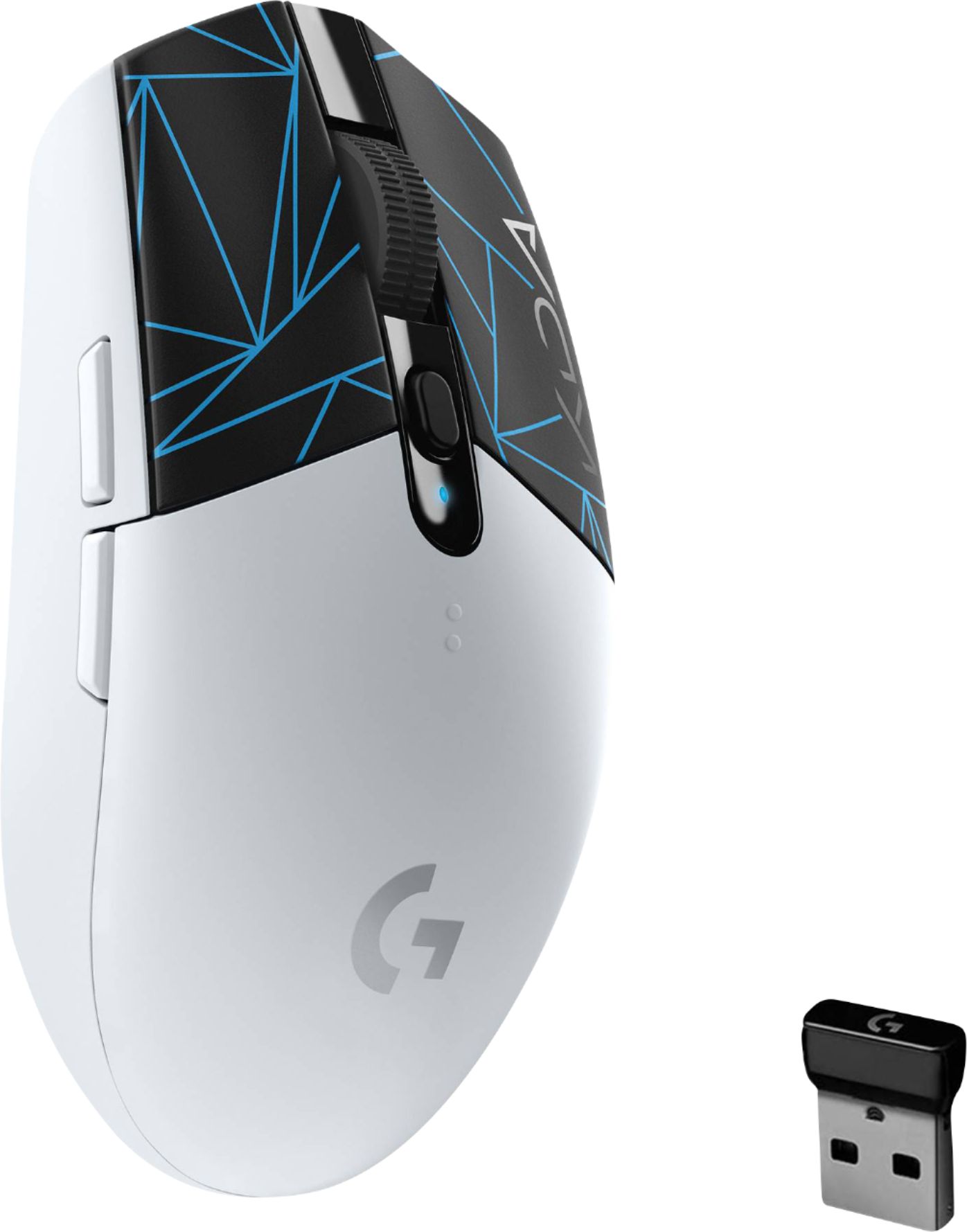 Angle View: Logitech - G305 LIGHTSPEED Wireless Optical 6 Programmable Button Gaming Mouse with 12,000 DPI HERO Sensor - K/DA, White