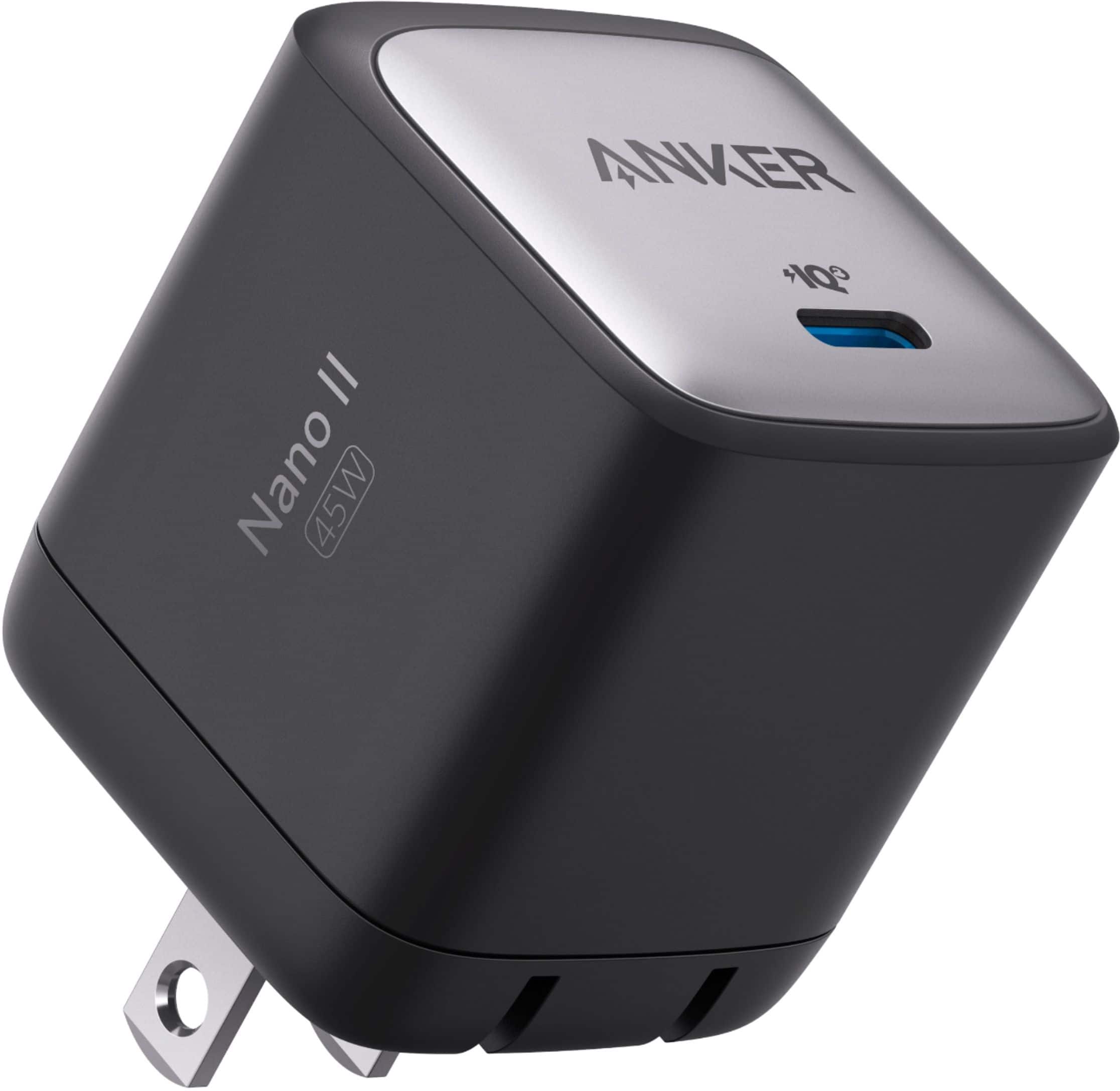 Alt View 12. Anker - Nano II 45W PPS USB-C Fast Wall Charger with GaN for Samsung Galaxy and iPhone - Black.