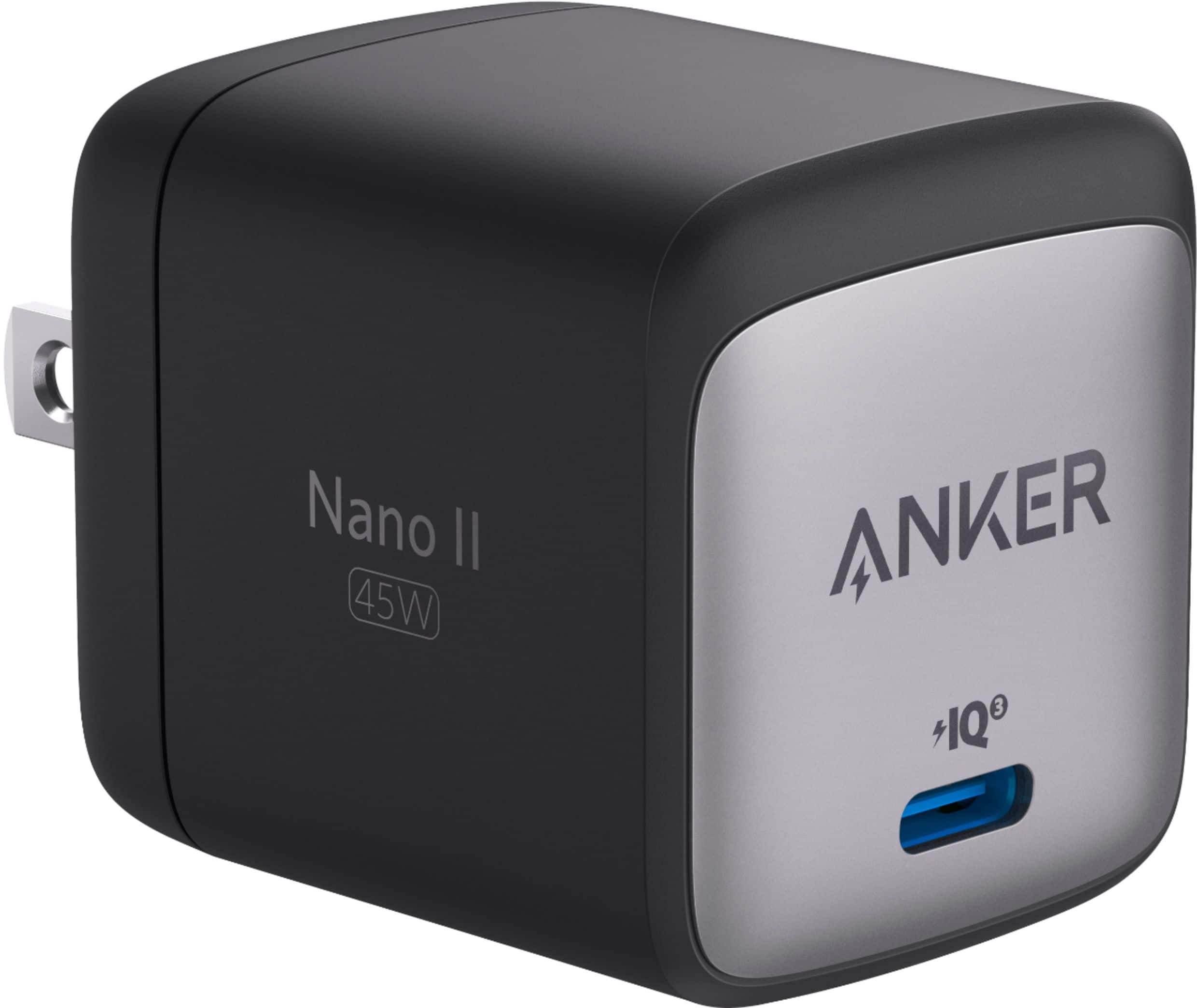 Alt View 1. Anker - Nano II 45W PPS USB-C Fast Wall Charger with GaN for Samsung Galaxy and iPhone - Black.