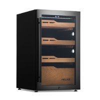 NewAir - 840 Count Electric Cigar Humidor Wineador with Opti-Temp™ Heating & Cooling Function and Peek-In™ Spanish Cedar Drawers - Black - Front_Zoom