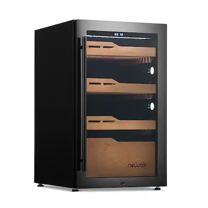 Front. NewAir - 840 Count Cigar Humidor Wineador with Built-in Humidification System and Opti-Temp Heating & Cooling Function - Black.