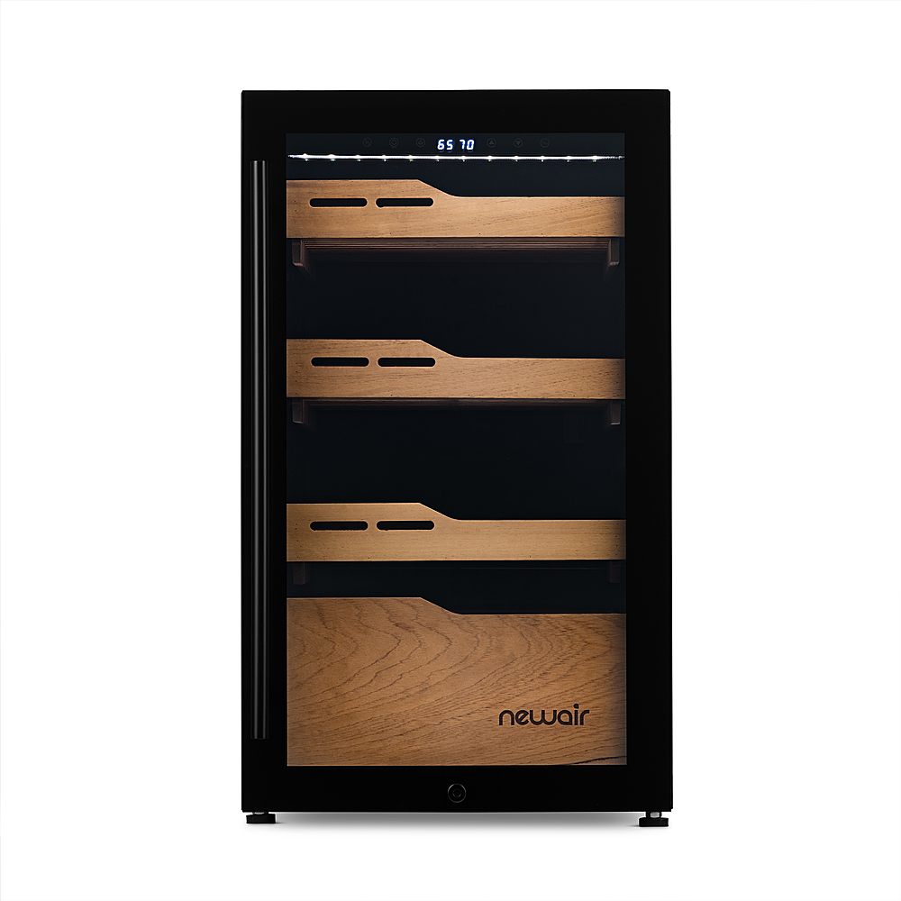 Angle View: Whynter - CHC-123DS 1.2 cu. ft. Stainless Steel Digital Control and Display Cigar Humidor with Spanish Cedar Shelves - Stainless Steel Door with Black Housing