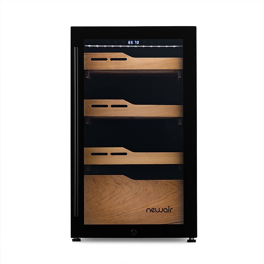 Angle. NewAir - 840 Count Cigar Humidor Wineador with Built-in Humidification System and Opti-Temp Heating & Cooling Function - Black.
