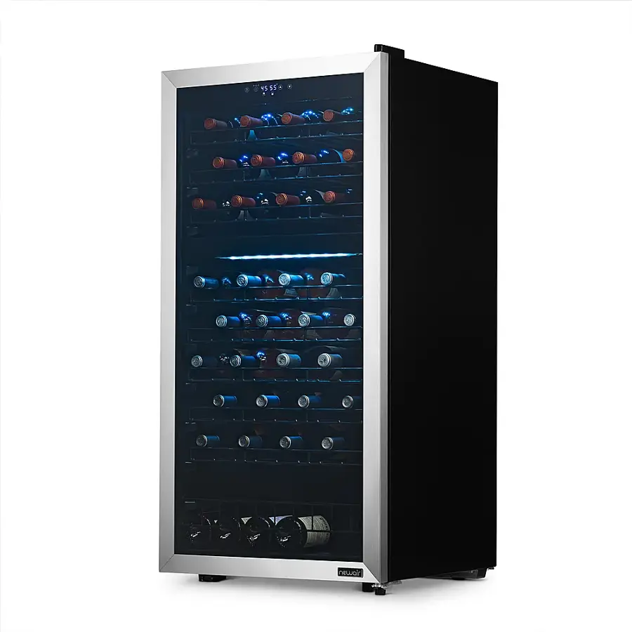 Alt View 21. NewAir - 76-Bottle Dual Zone Wine Fridge with Low-Vibration Ultra-Quiet Inverter Compressor, Adjustable Racks, Digital Thermostat - Silver.