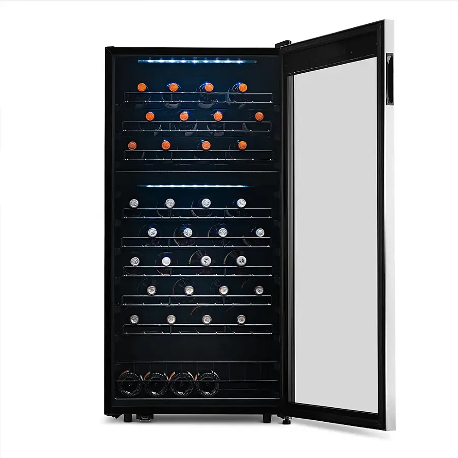 Alt View 22. NewAir - 76-Bottle Dual Zone Wine Fridge with Low-Vibration Ultra-Quiet Inverter Compressor, Adjustable Racks, Digital Thermostat - Silver.