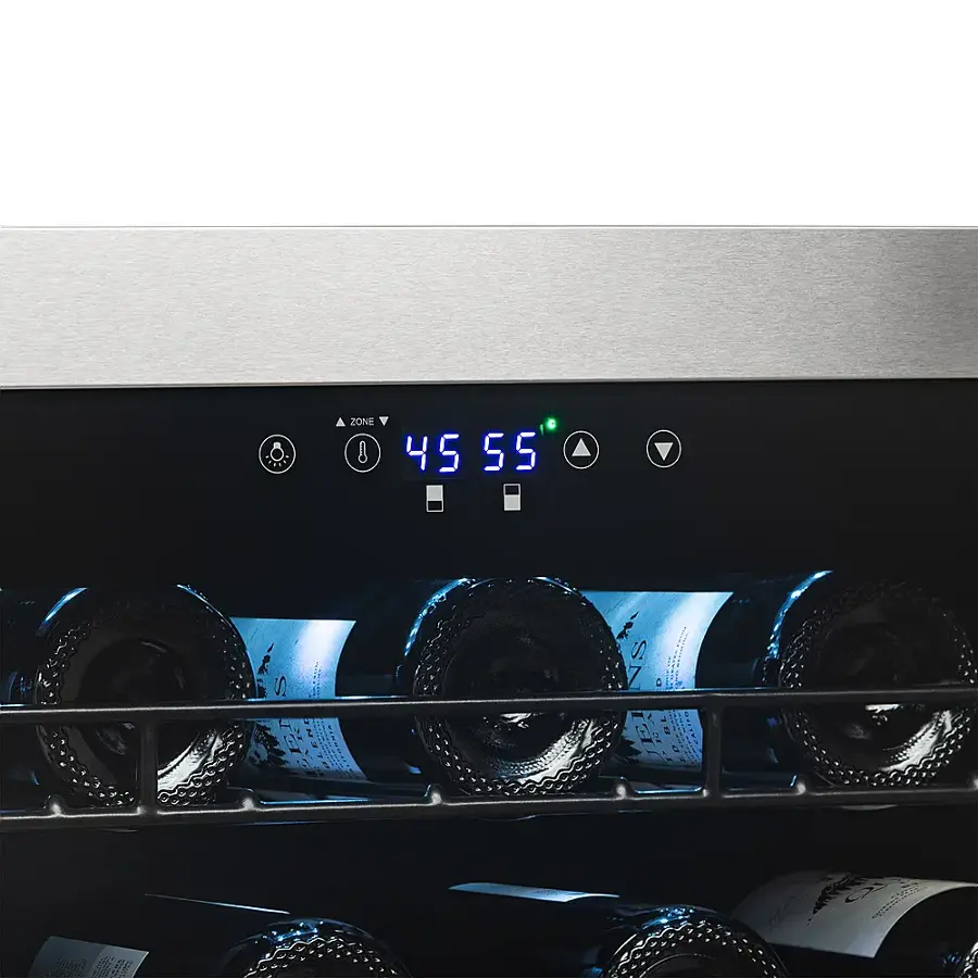 Alt View 24. NewAir - 76-Bottle Dual Zone Wine Fridge with Low-Vibration Ultra-Quiet Inverter Compressor, Adjustable Racks, Digital Thermostat - Silver.