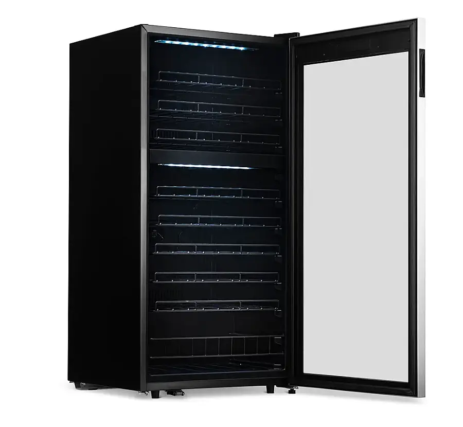 Alt View 29. NewAir - 76-Bottle Dual Zone Wine Fridge with Low-Vibration Ultra-Quiet Inverter Compressor, Adjustable Racks, Digital Thermostat - Silver.