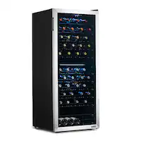 NewAir - 98-Bottle Dual Zone Wine Fridge, Low-Vibration Inverter Compressor, Ultra-Quiet, Adjustable Racks, Digital Thermostat - Silver - Front_Zoom