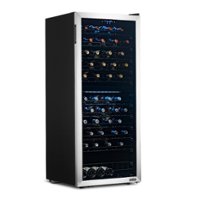 NewAir - 98-Bottle Freestanding Wine Fridge with Low-Vibration Ultra-Quiet Inverter Compressor - Stainless steel - Front_Zoom